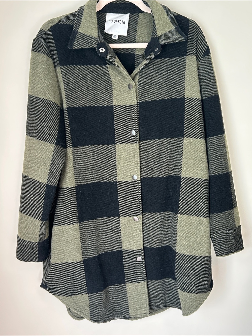 BB Dakota Green and Black Plaid Shirt Jacket